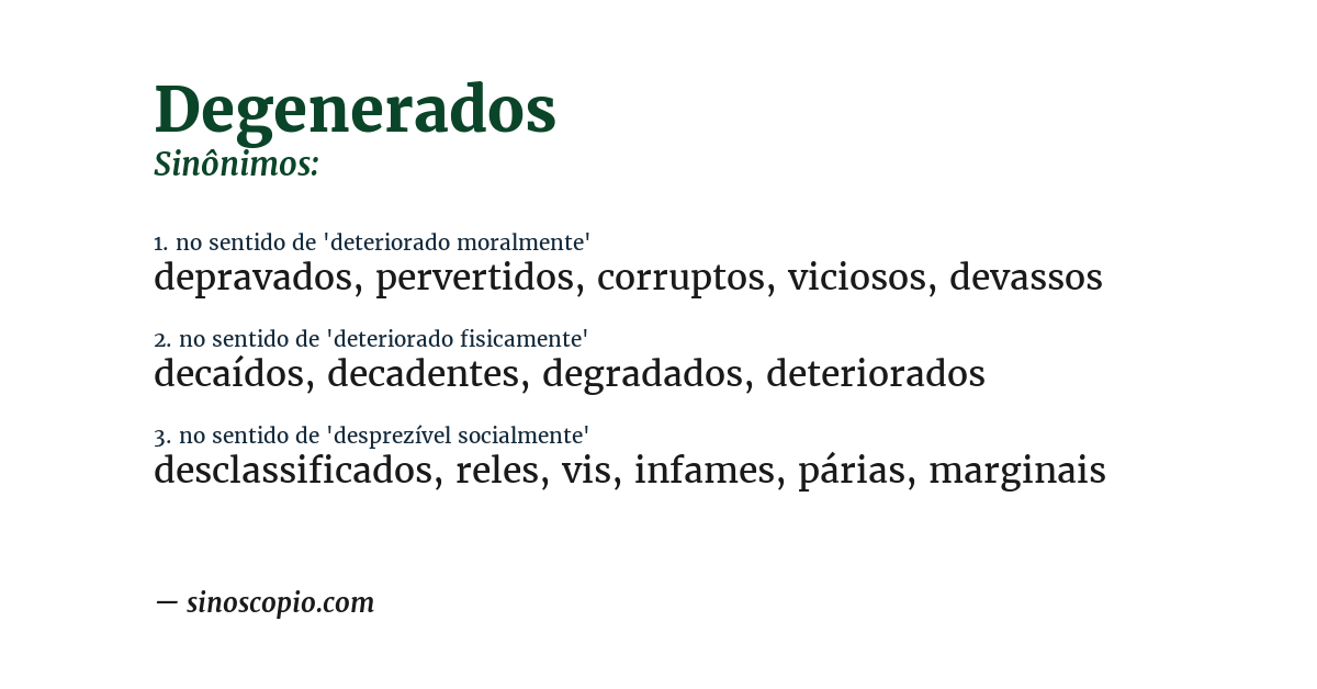 Sinônimo de degenerados