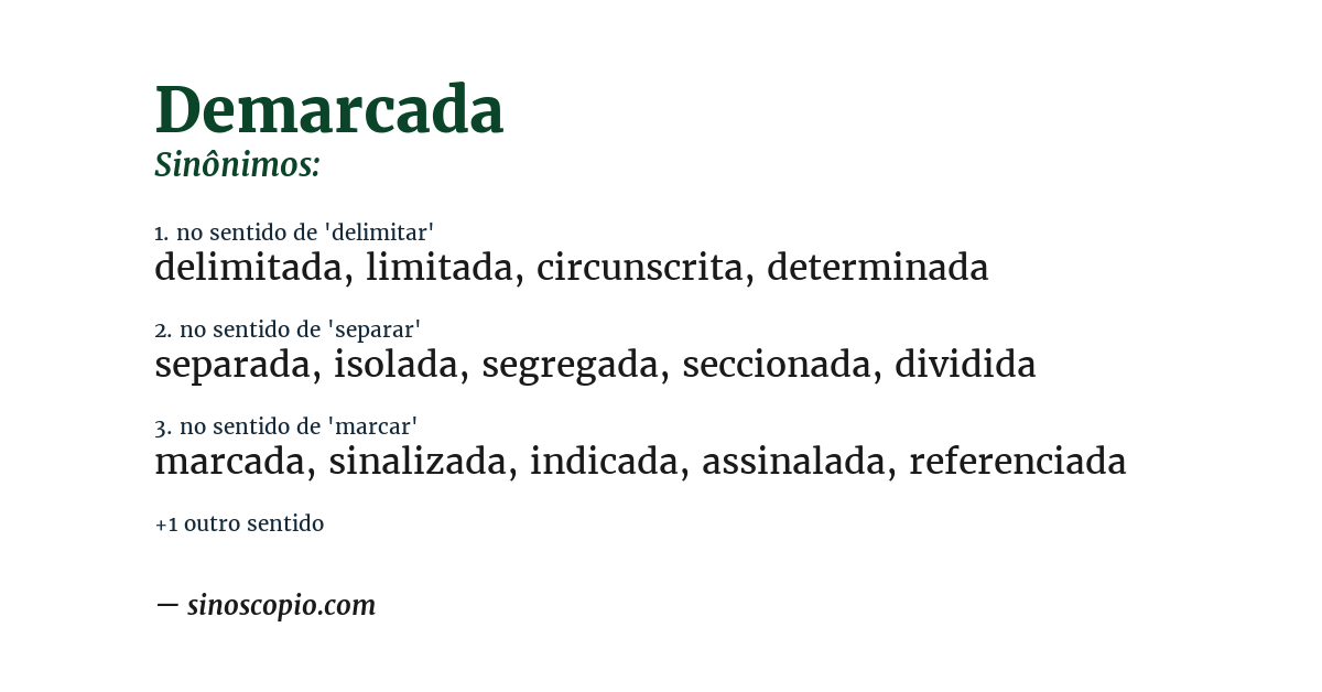 Sinônimo de demarcada