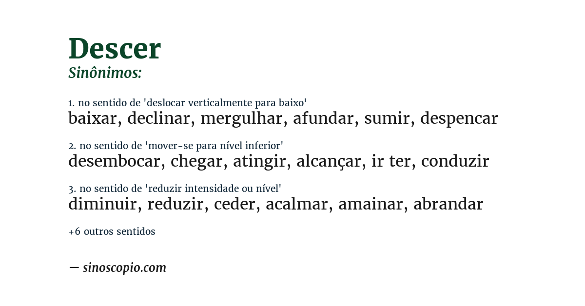 Sinônimo de descer