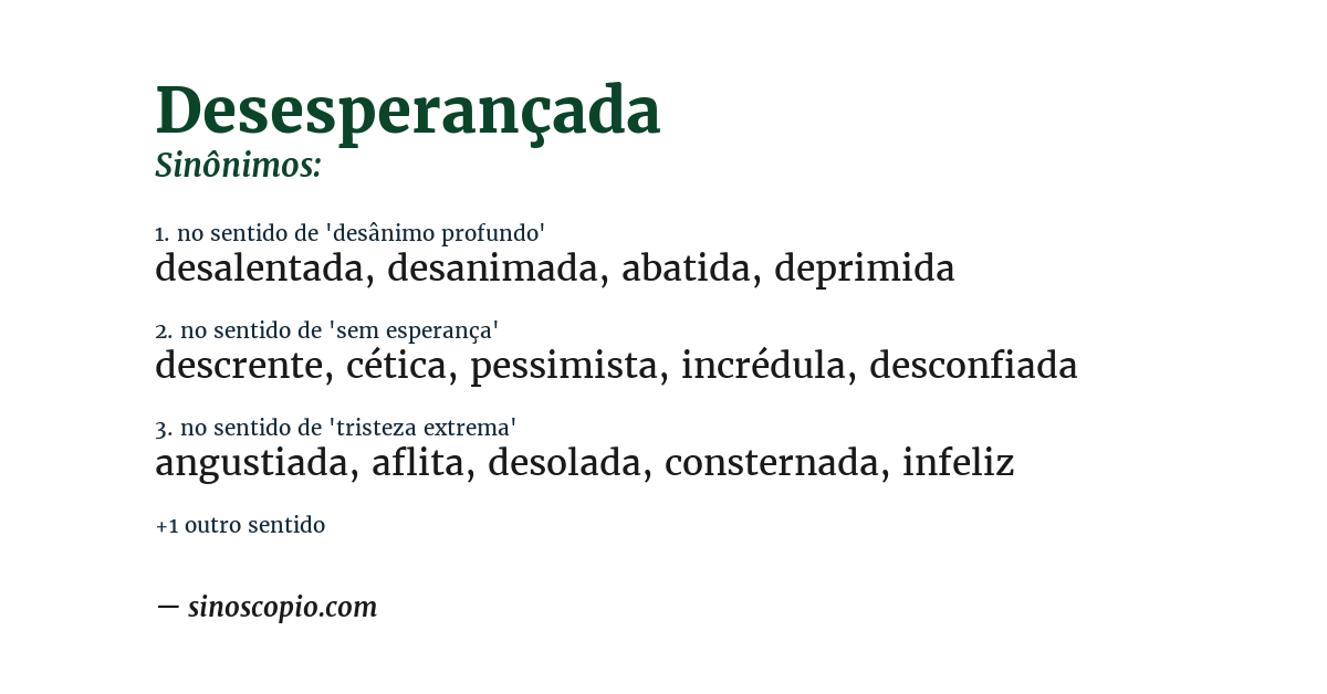 Sinônimo de desesperançada