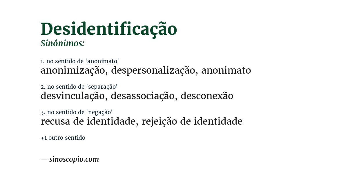 Sinônimo de desidentificação