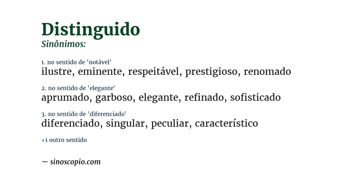 Sinônimo de distinguido