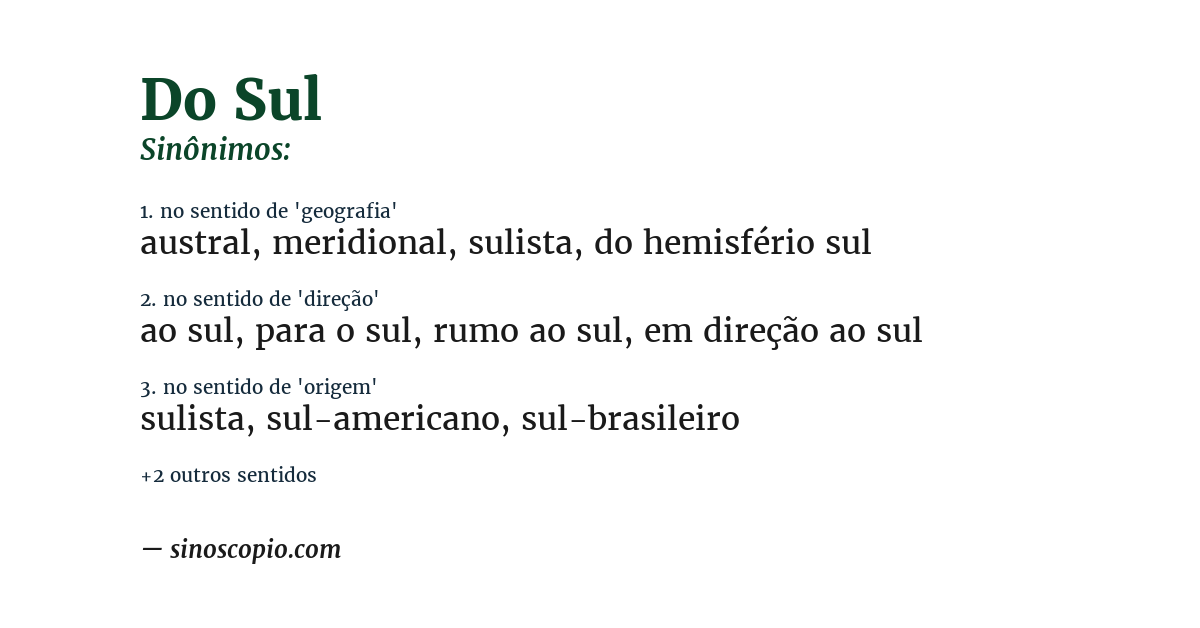 Sinônimo de do sul