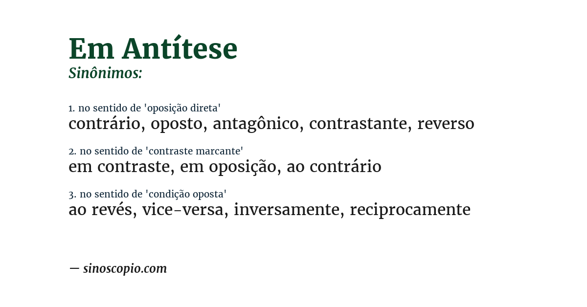 Sinônimo de em antítese