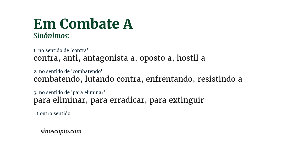Sinônimo de em combate a