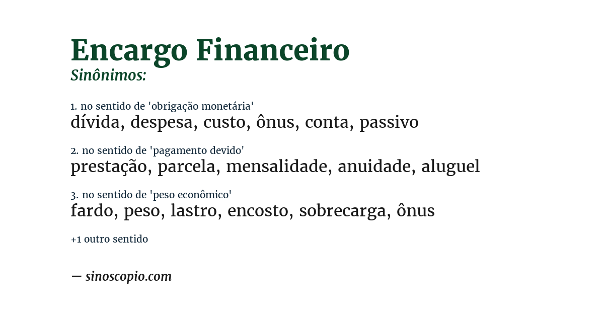 Sinônimo de encargo financeiro