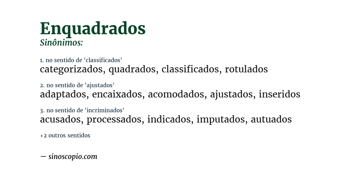 Sinônimo de enquadrados