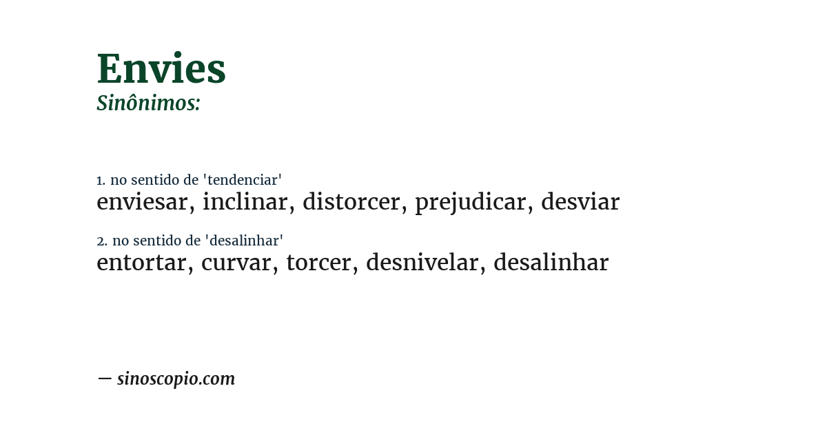 Sinônimo de envies