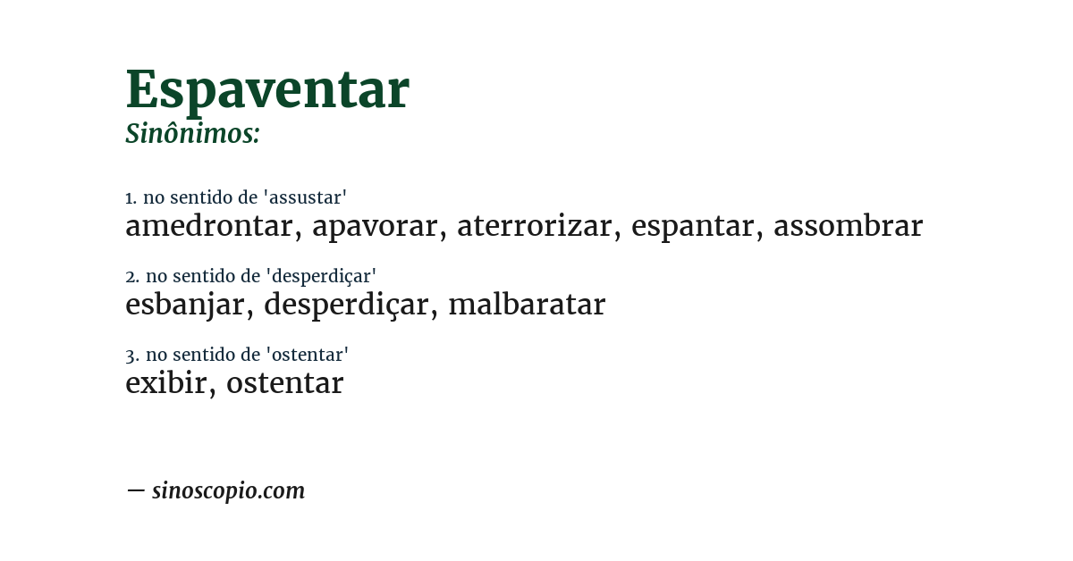 Sinônimo de espaventar