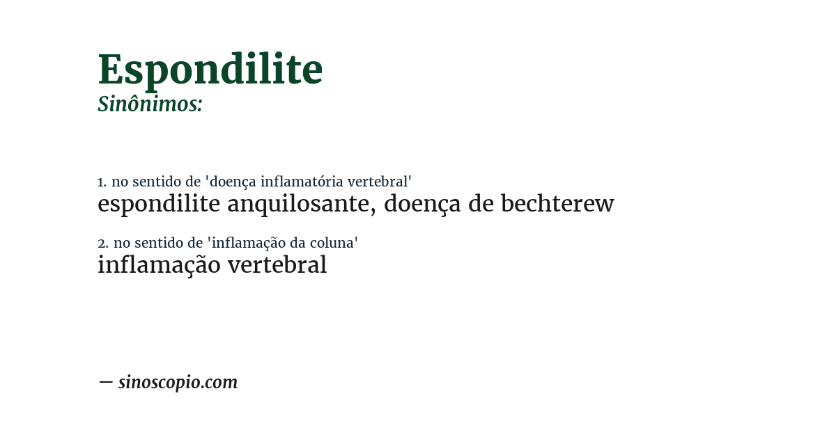 Sinônimo de espondilite