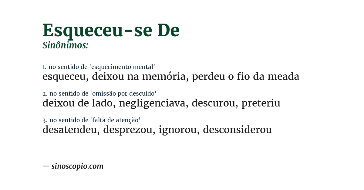 Sinônimo de esqueceu-se de