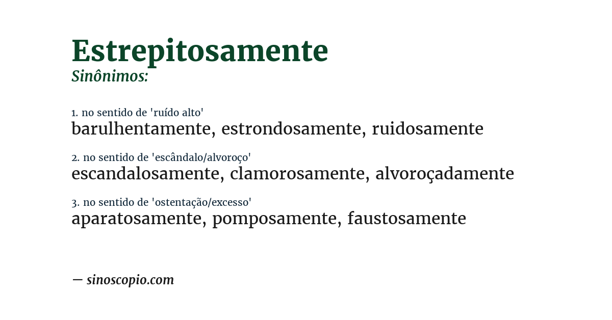 Sinônimo de estrepitosamente