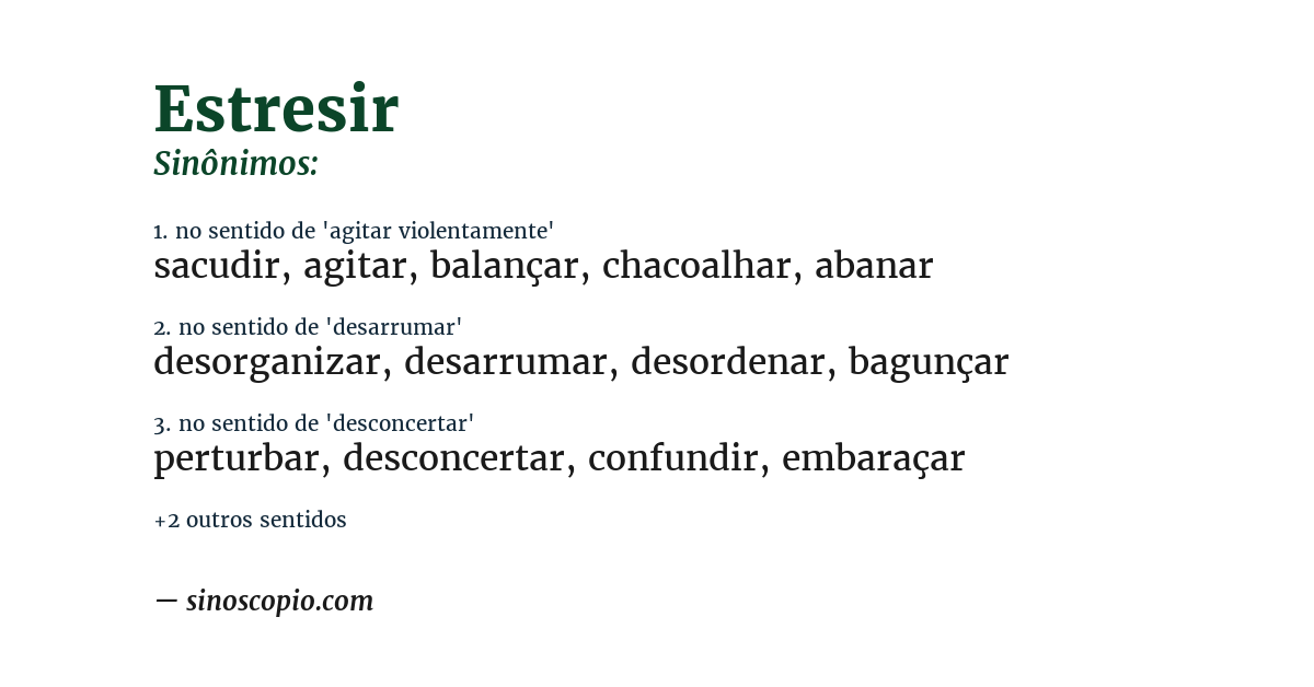 Sinônimo de estresir