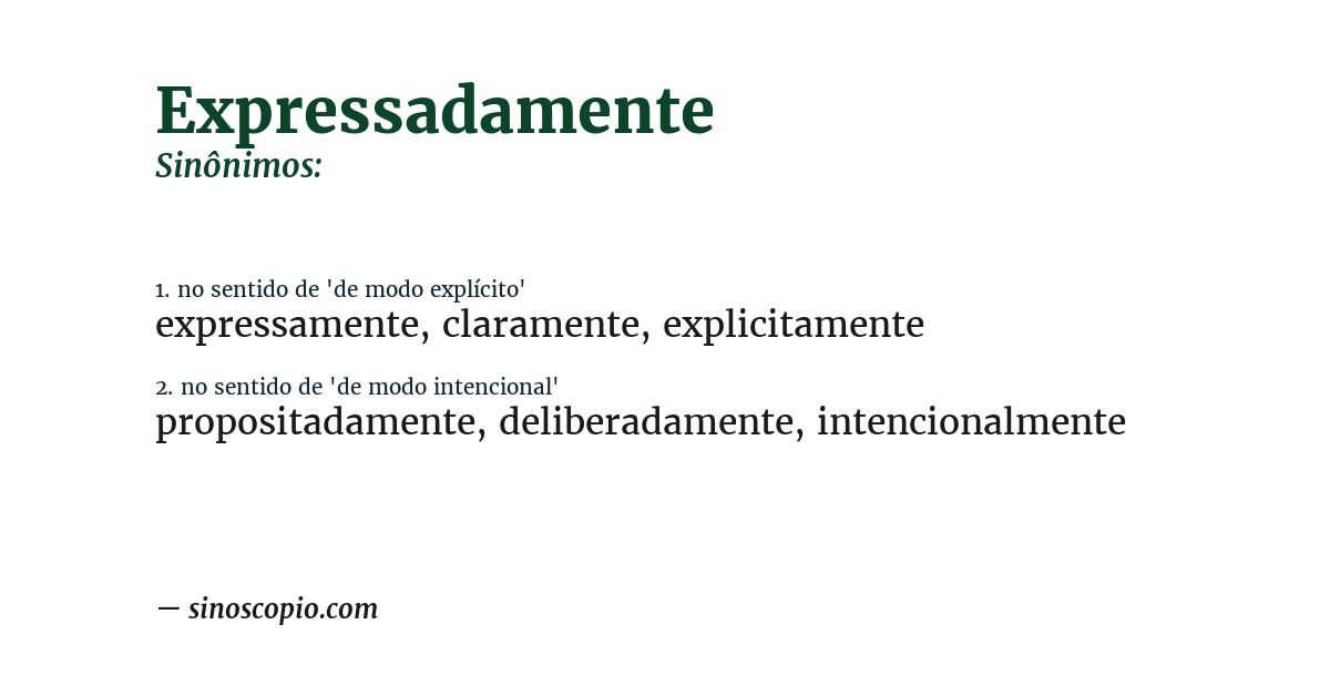 Sinônimo de expressadamente