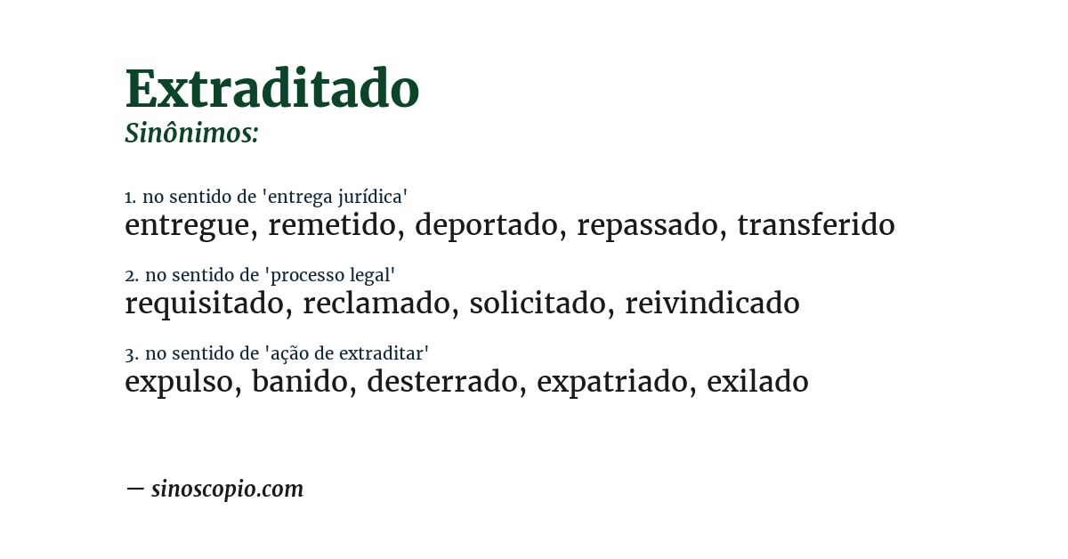 Sinônimo de extraditado