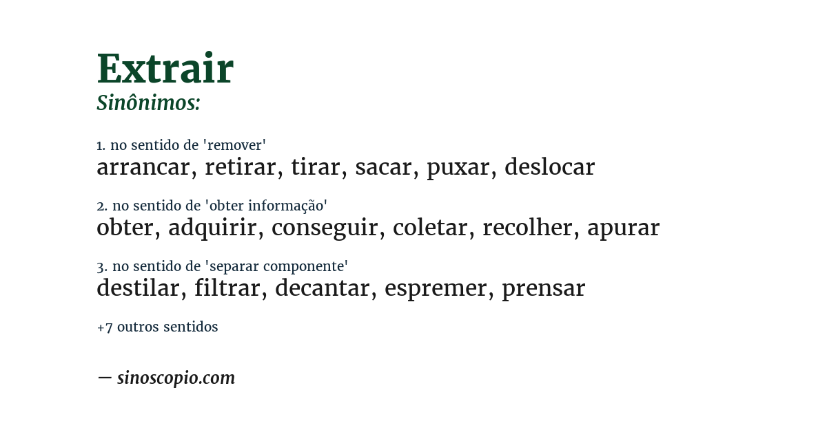 Sinônimo de extrair