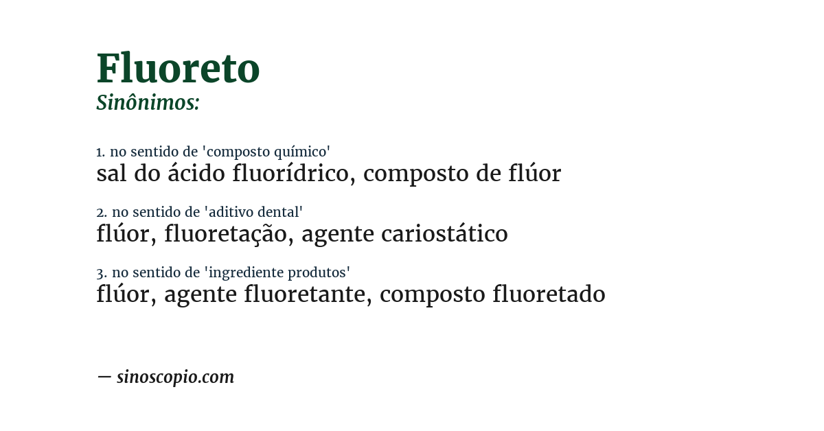Sinônimo de fluoreto