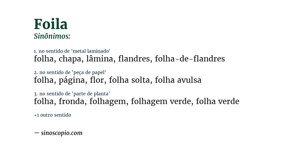 Sinônimo de foila