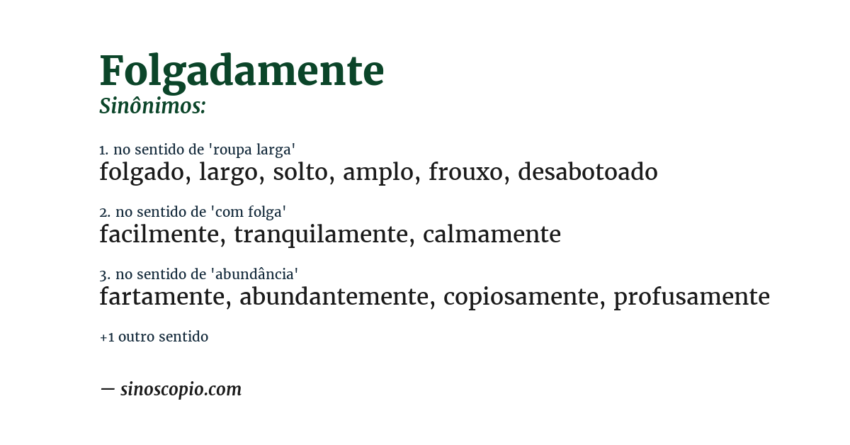 Sinônimo de folgadamente
