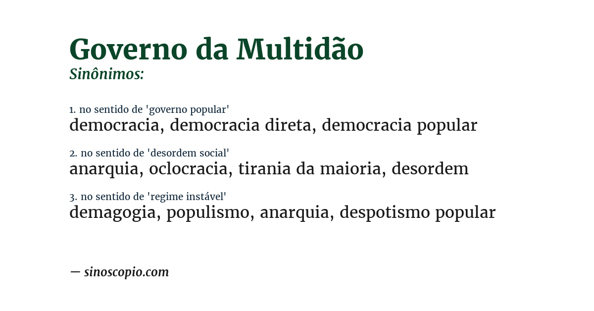 Sinônimo de governo da multidão