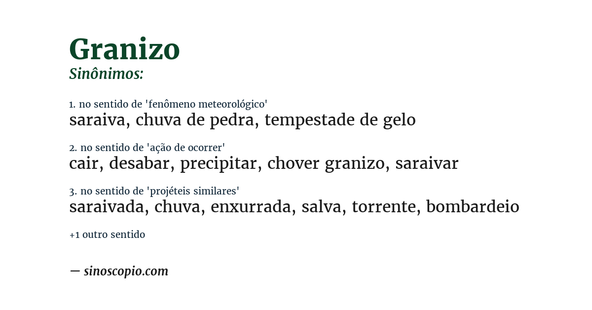 Sinônimo de granizo