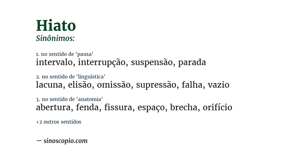 Sinônimo de hiato