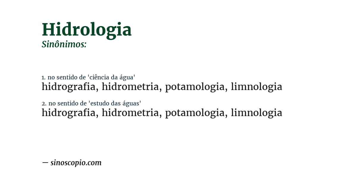 Sinônimo de hidrologia
