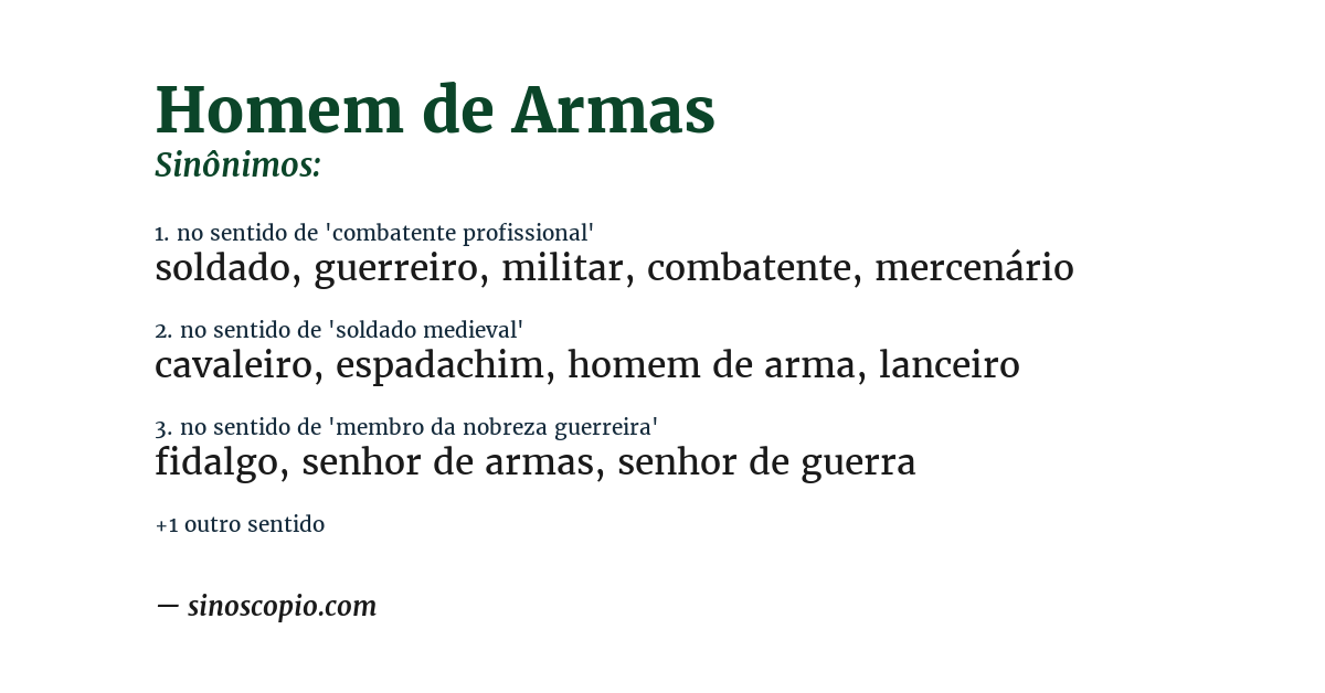 Sinônimo de homem de armas