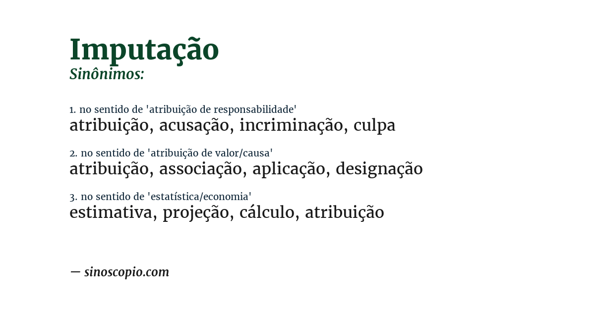 Sinônimo de imputação
