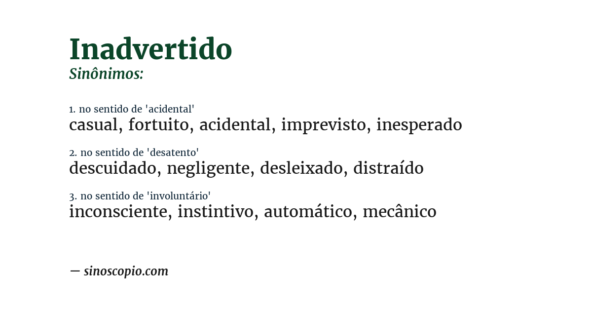 Sinônimo de inadvertido