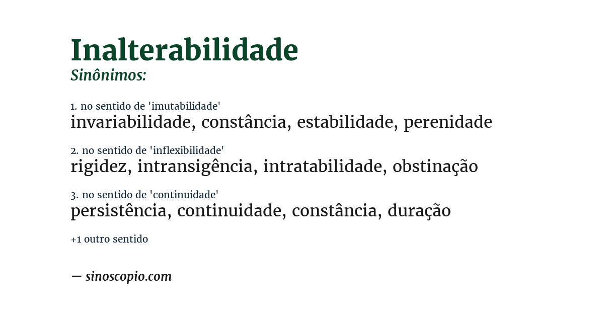 Sinônimo de inalterabilidade