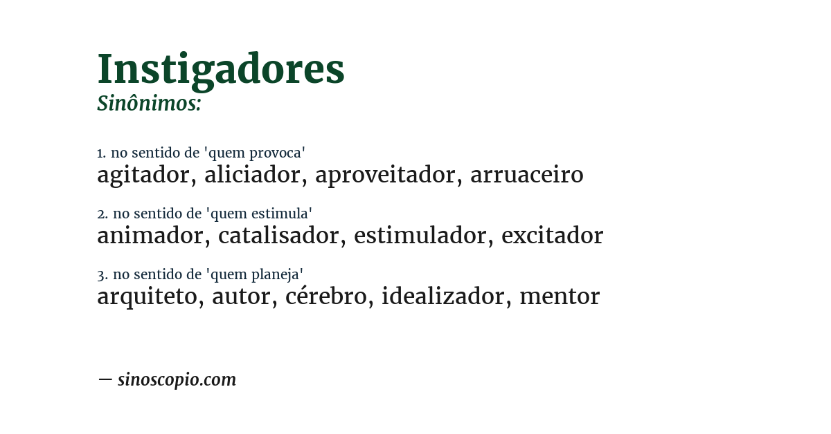 Sinônimo de instigadores