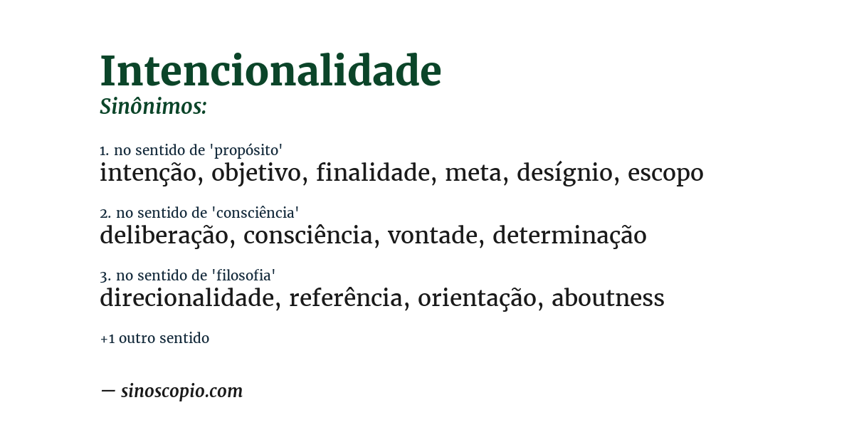 Sinônimo de intencionalidade