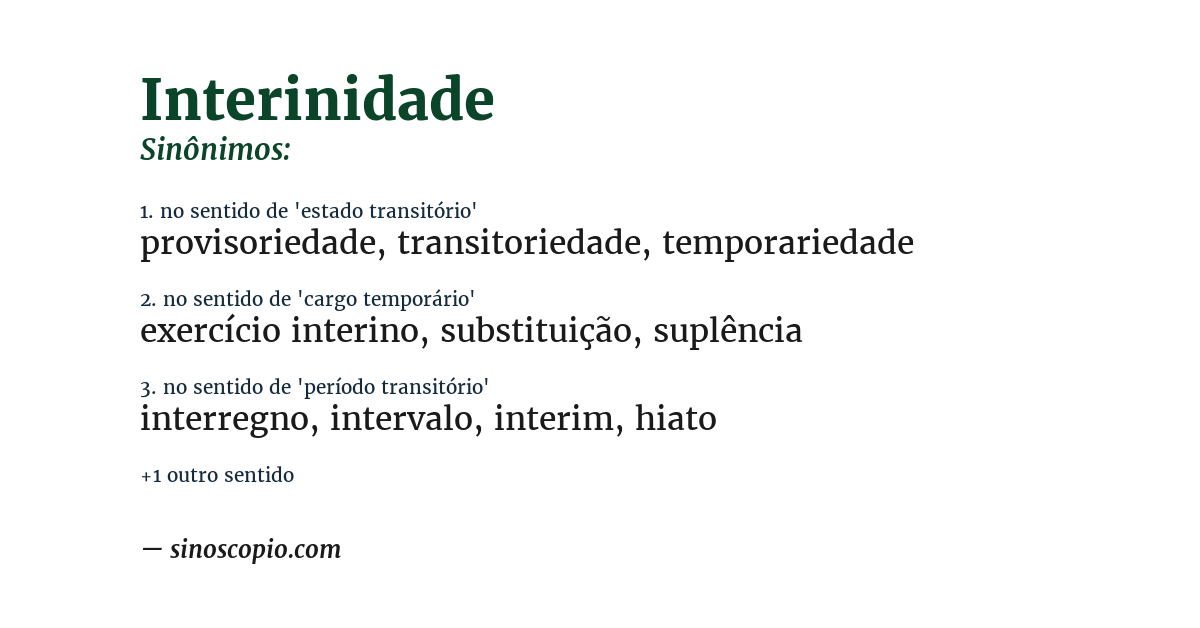 Sinônimo de interinidade