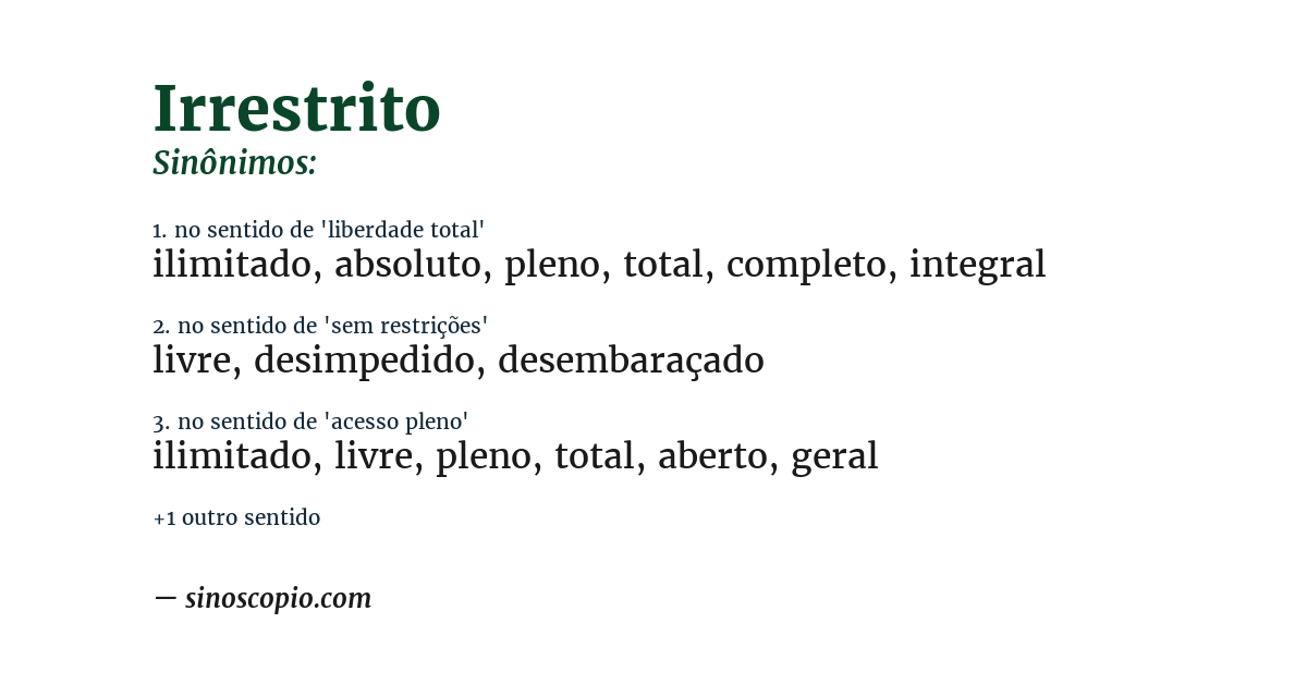 Sinônimo de irrestrito