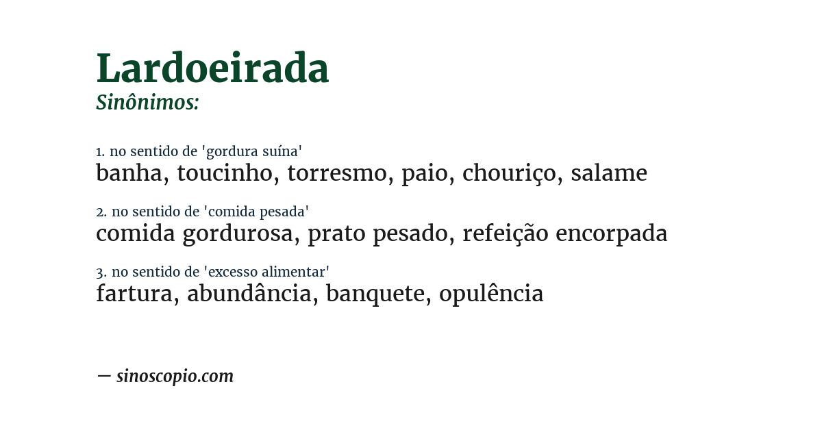 Sinônimo de lardoeirada