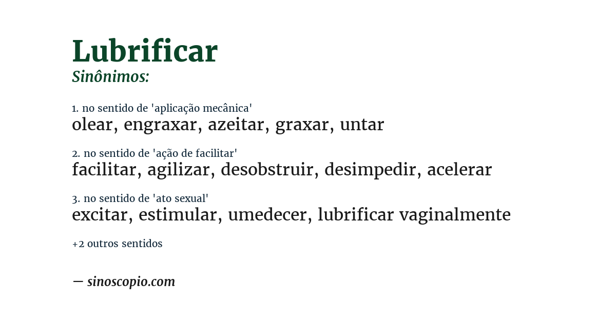 Sinônimo de lubrificar