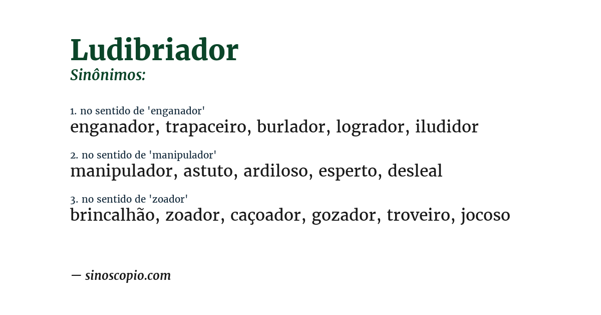 Sinônimo de ludibriador