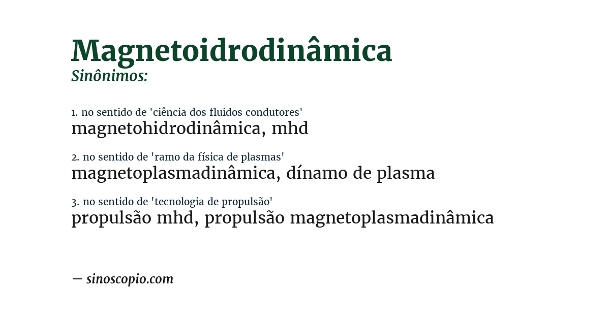 Sinônimo de magnetoidrodinâmica