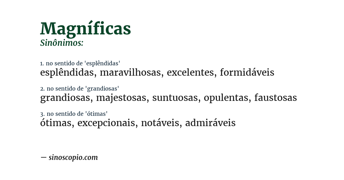 Sinônimo de magníficas