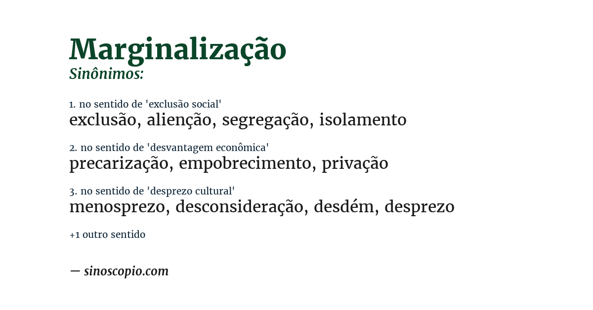 Sinônimo de marginalização