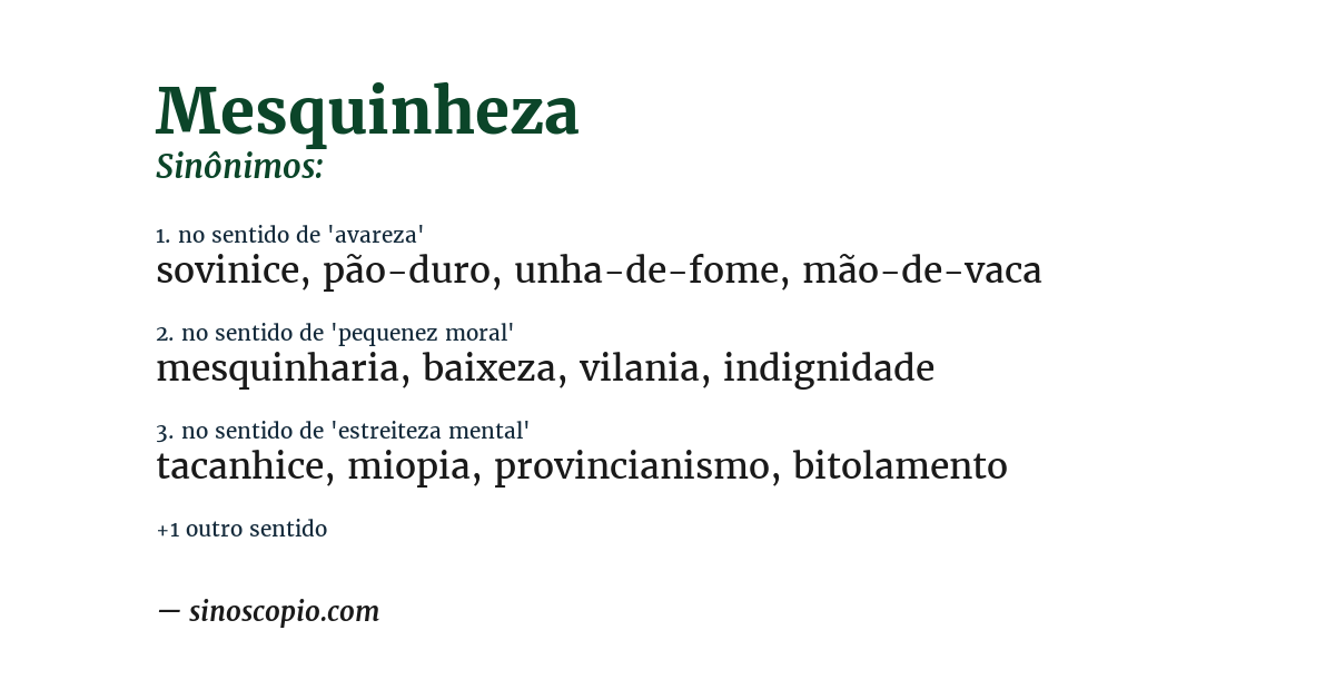 Sinônimo de mesquinheza