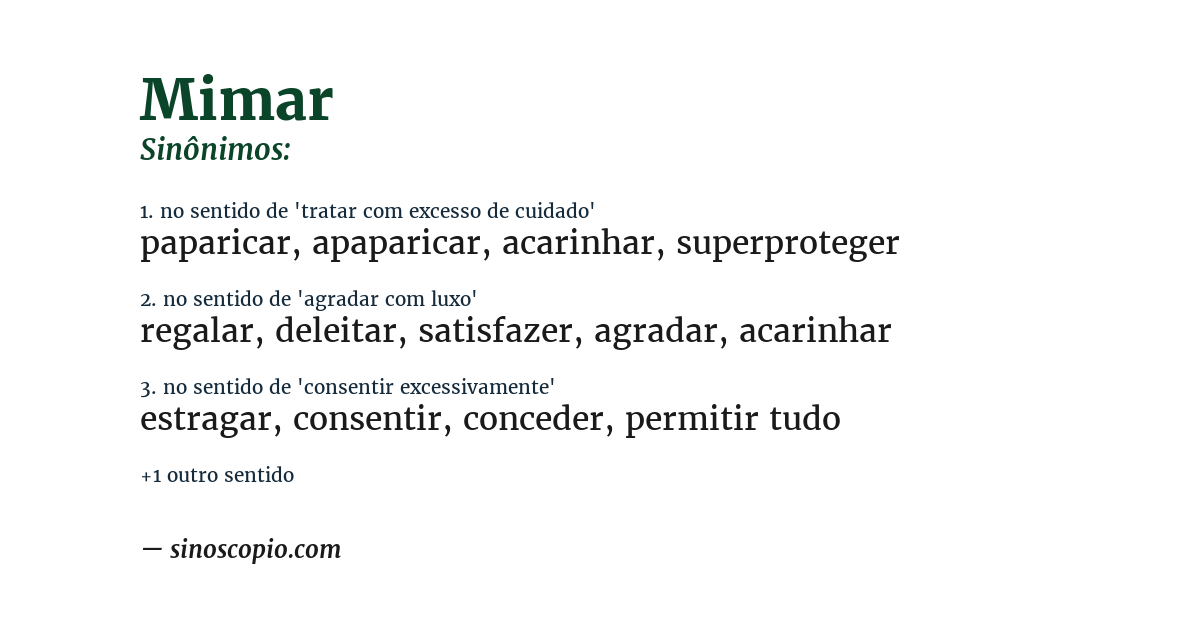 Sinônimo de mimar