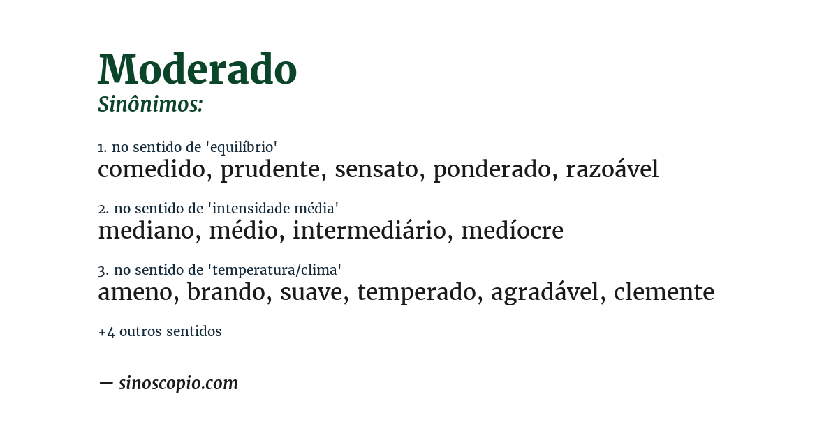 Sinônimo de moderado