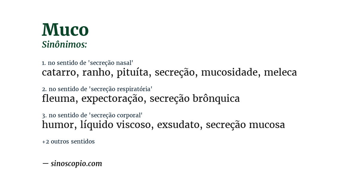 Sinônimo de muco