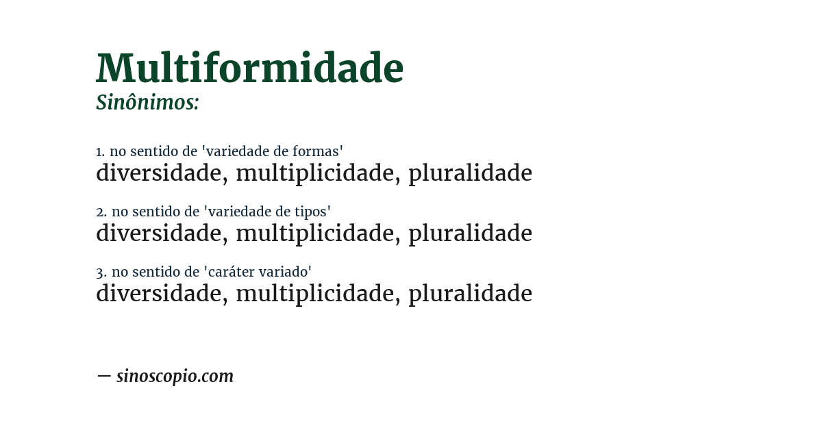 Sinônimo de multiformidade