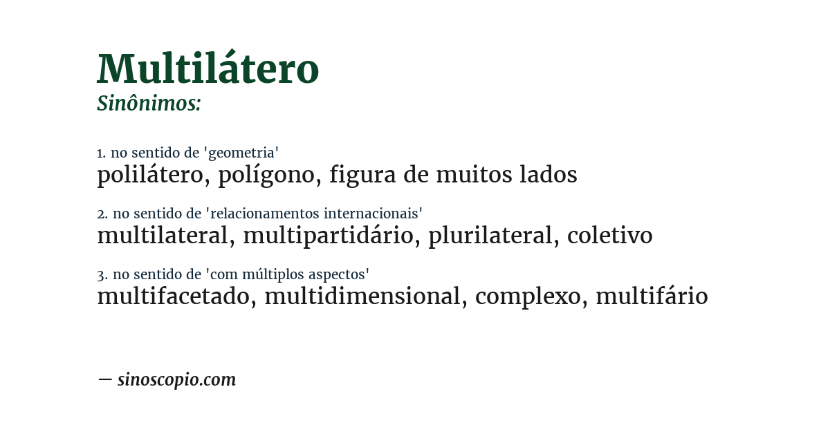Sinônimo de multilátero