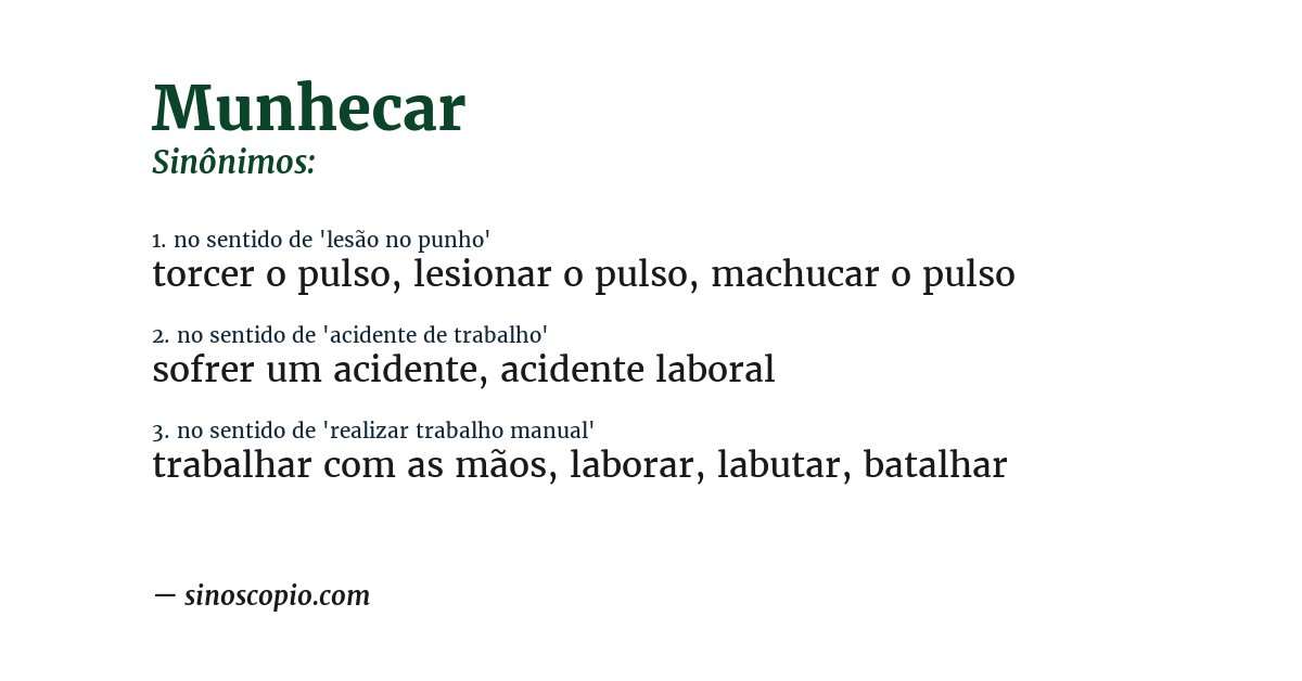 Sinônimo de munhecar