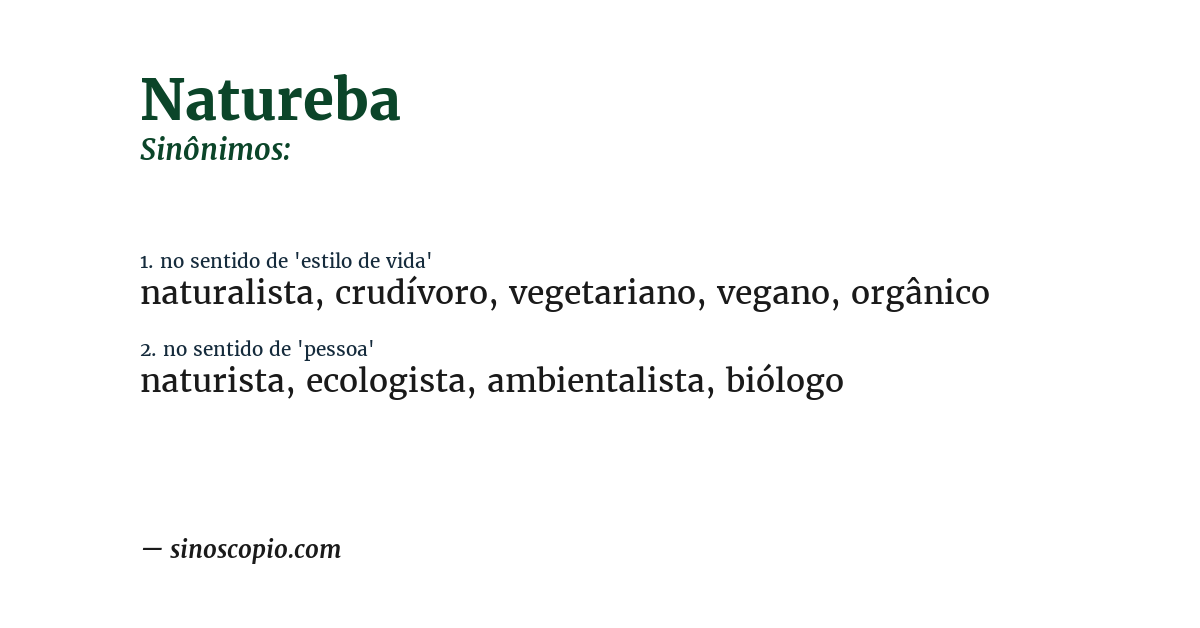 Sinônimo de natureba