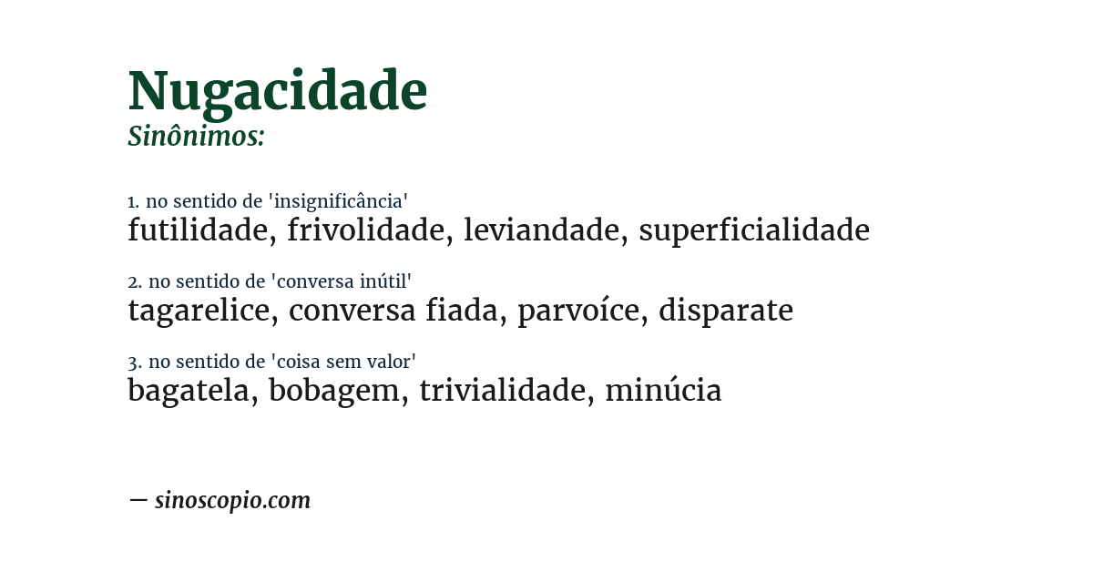 Sinônimo de nugacidade